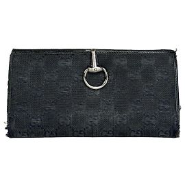 Cartera larga vintage Gucci monograma Horsebit negra