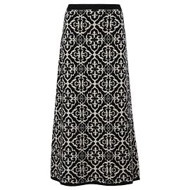 Gonna midi Max Mara Babele bianco e nero lana e cashmere