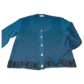 Vintage Dior Wollcardigan Blau Grün L