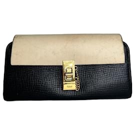 Chloé Cartera de cuero con estampado de serpiente vintage Chloe negra beige