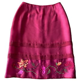 Falda recta de organza de seda bordada Kenzo Jungle T.34-36