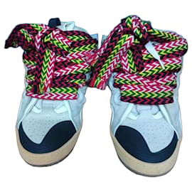 Sneakers Lanvin Curb Nere Bianche Grigie Suede e Pelle
