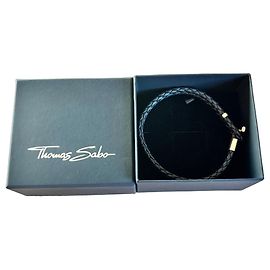 Thomas Sabo Black braided leather bracelet with silver clasp