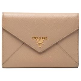Portafoglio pieghevole con lettere Saffiano Prada