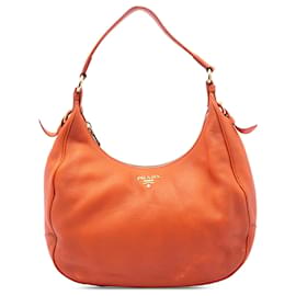 Prada Hobo Arancione Vitello Daino con Zip