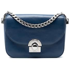 Borsa a tracolla Prada in vitello glacé blu Arcade