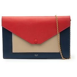 Céline Celine große blaue tricolor Lederumschlag mit Kette