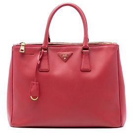 Bolsa Prada Galleria Double Zip em Saffiano Lux vermelha grande