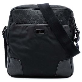 Borsa a tracolla in nylon nero Guccissima di Gucci