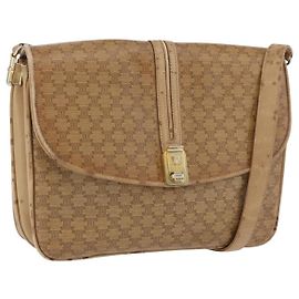 Céline Borsa a Spalla in Tela Macadam CELINE PVC Beige Oro Auth AMZ561