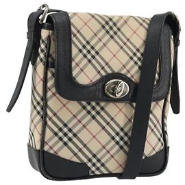 Borsa a Spalla Burberry Nova Check in Tela Beige Argento Autentica INZ091