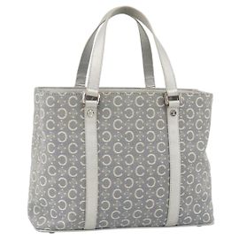 Céline Borsa a mano in tela Macadam C di CELINE azzurro chiaro argento autentica YKZ1602