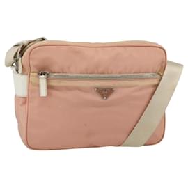 Borsa a Spalla PRADA Nylon Rosa Argento Auth 174397