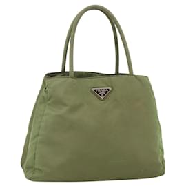 PRADA Borsa a mano in nylon verde argento Auth 174369