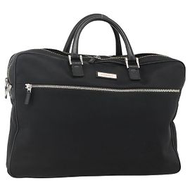 Borsa da lavoro in nylon nero con motivo Nova Check di BURBERRY, argento autentico ep13814