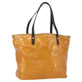 Bulgari Borsa Tote BVLGARI in pelle verniciata oro giallo Auth hk3610