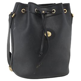 Bolso de hombro de lona de panal PVC negro y dorado Christian Dior Auth 174364