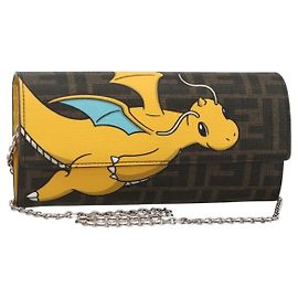 Portafoglio a catena in tela FENDI ZUCCA FF Fabric Kairyu FRGMT x POKMON Auth 158606SM