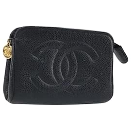 CHANEL COCO Markentasche Kaviarleder Schwarz Gold CC Auth AMZ108