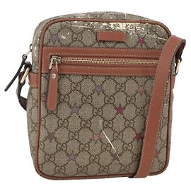 Gucci Sac à bandoulière GG Supreme en PVC beige et or 233268 Auth YKZ260