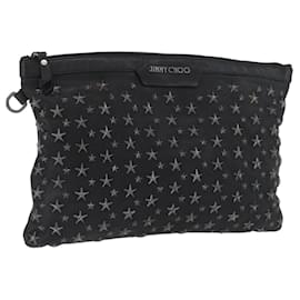 Jimmy Choo Clutch Bag aus schwarzem Leder Auth YKZ093