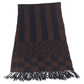FENDI Zucca Scarf Wool Brown Auth 174662 - Fendi
