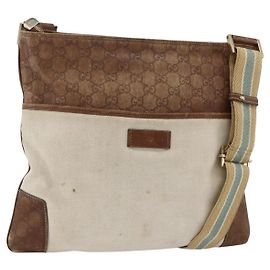 Borsa in tela Guccissima GG Canvas Gucci in tela di pelle beige argento 161822 Auth YKZ624