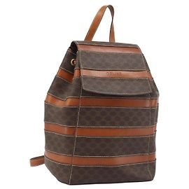 Céline Zaino in tela Macadam CELINE in pelle PVC marrone oro Auth gh1897