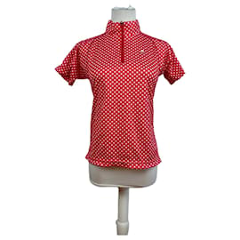 Camisa polo vintage Courreges de lunares rojos y blancos M