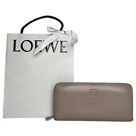 Vintage Loewe Madrid Zippy Leder Geldbörse Beige Grau