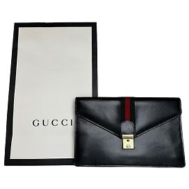 Clutch in pelle vintage Gucci nera
