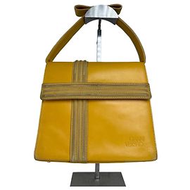 Vintage Gianni Versace Leather Handbag Yellow Grey