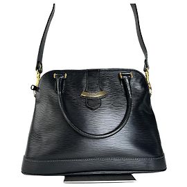 Vintage Courreges 2-Wege geriffelter Lederhandtasche schwarz