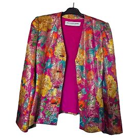 Jean Louis Scherrer Blazer vintage jacquard broccato floreale metallico multicolore di Jean-Louis Scherrer Paris 38/40