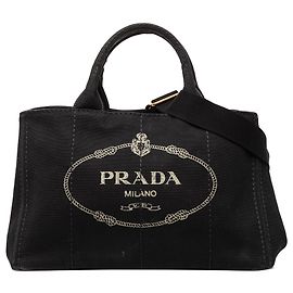 Prada Black Canvas Canapa Logo Tote