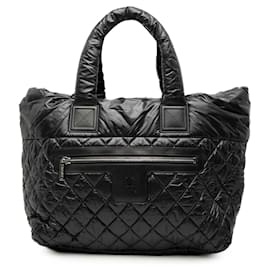 Borsa tote Coco Cocoon reversibile in nylon trapuntato nero medio di Chanel