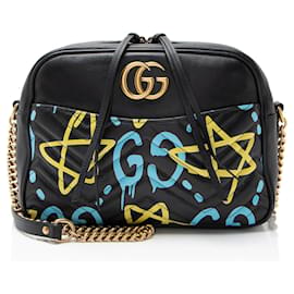 Borsa a tracolla media in pelle matelassé GG Marmont Ghost di Gucci