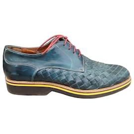 Derbies Botti Homme en Cuir Tressé Bleu - Autre Marque
