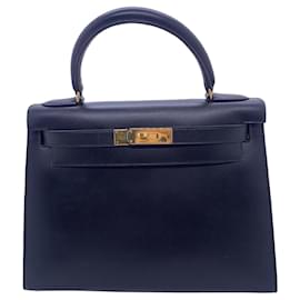 Hermès Kelly 28 in pelle nera e oro