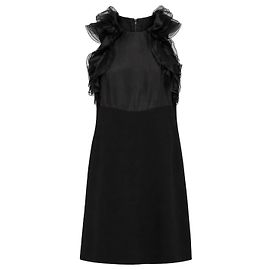 Chloé Schwarzes Kleid aus Seidenmischung mit Rüschen Größe 36