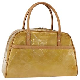 LOUIS VUITTON Monogram Vernis Tompkins Square Hand Bag Beige M91149 Auth AMZ152