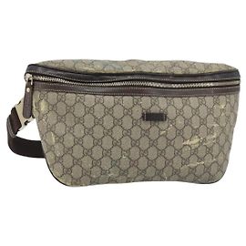 Borsa a tracolla GUCCI GG Supreme in PVC Beige Oro 211110 Auth AMZ560