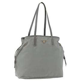 Borsa Tote PRADA in nylon grigio oro Auth ka3714A