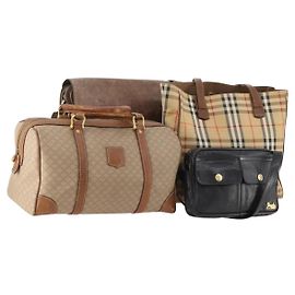 Borsa in pelle Burberrys Cartier Celine Macadam Nova Check 4 pezzi nera Auth BSZ449