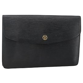 LOUIS VUITTON Epi Montaigne 27 Clutch Tasche Schwarz M52652 Auth LV ka3686