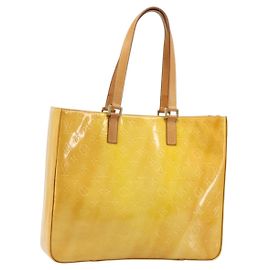 LOUIS VUITTON Borsa Tote Columbus Monogram Vernis Giallo Lime M91047 Auth AMZ001