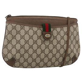 Borsa Sherry Line GG Supreme Web di GUCCI in PVC beige e oro 39 02 026 Auth ka3770