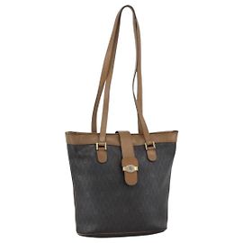 Borsa tote in tela a nido d'ape PVC nera e oro Christian Dior Auth ka3658
