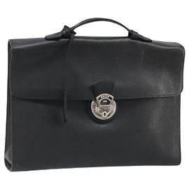 BALLY Borsa da lavoro in pelle nera argento Auth BSZ315
