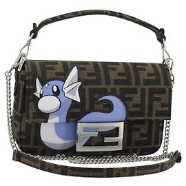FENDI Baguette Mamma Autentica 158601SM in Tessuto Canvas Zucca Dratini FRGMT x POKMON